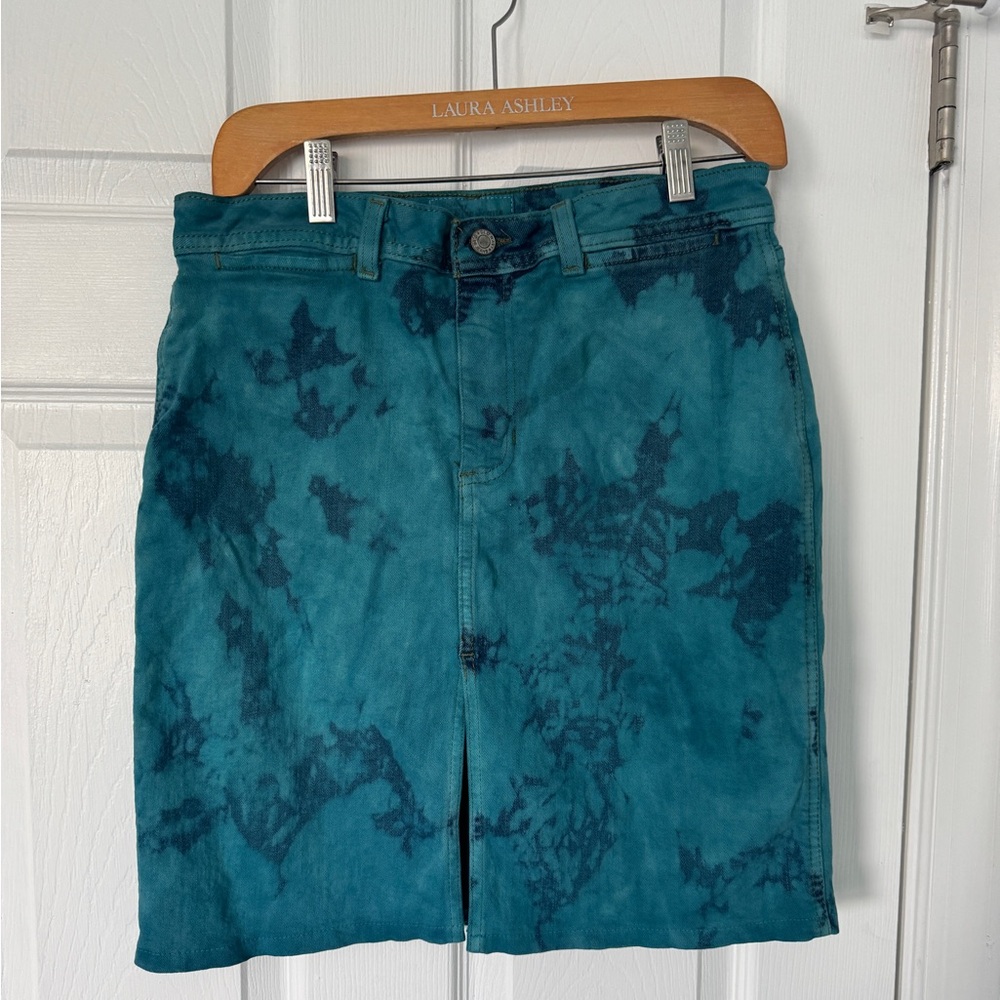 Denim blue tie-dye skirt
